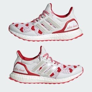 Adidas Ultra Boost White Red Hearts LOVE VALENTINES Sneaker WMNS Size 5 Kids 3.5
